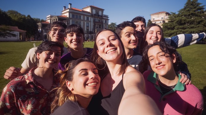 The photo shows students at the university.